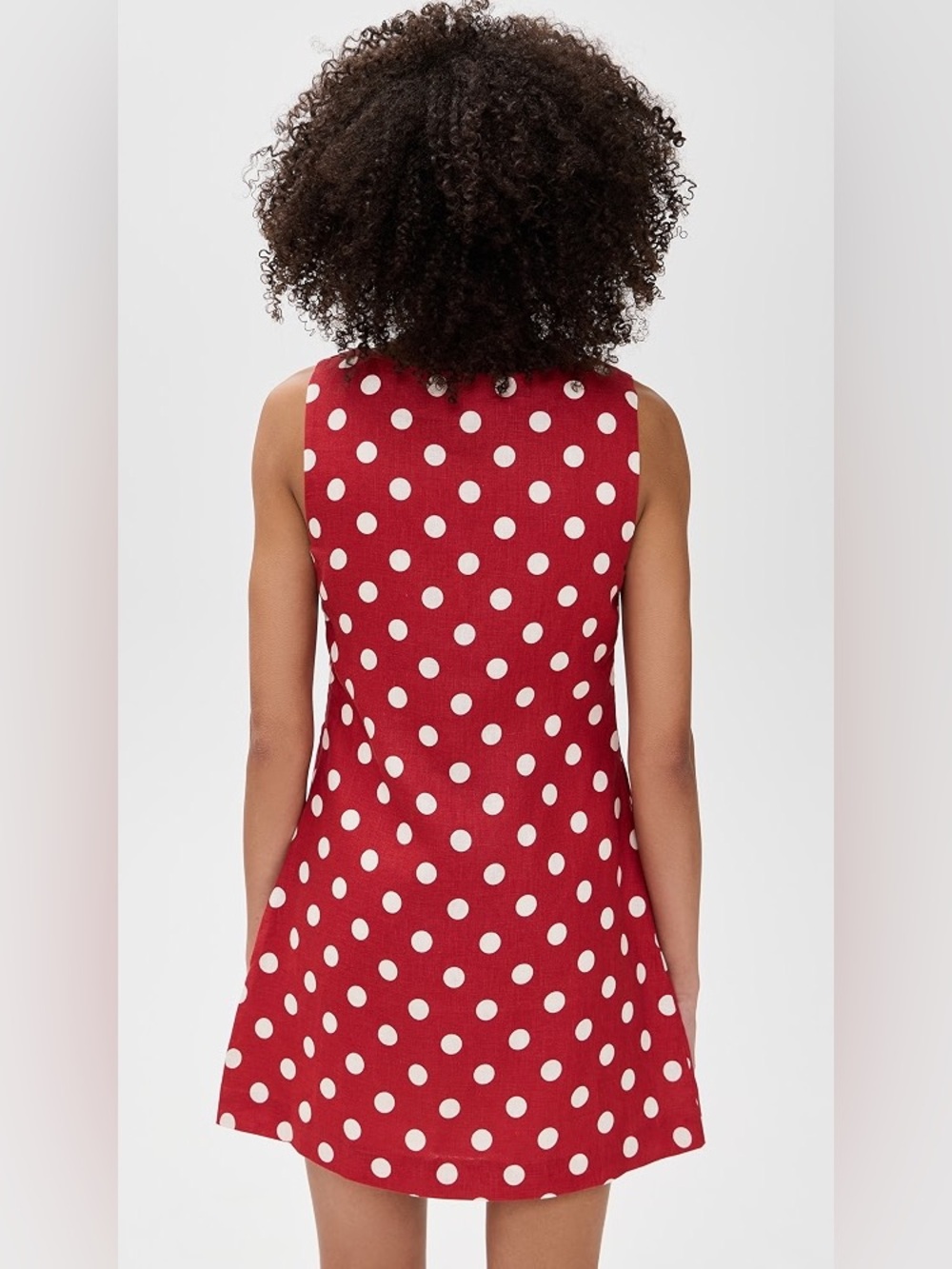 Posse XS Alice Red Polka Dot Linen Mini Dress - Picture 3 of 15